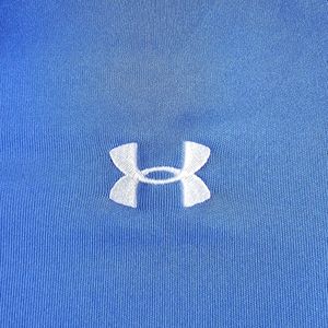 Men's Under Armor sky blue polo shirt, short-sleeved, sz LG, loose fit, HeatGear